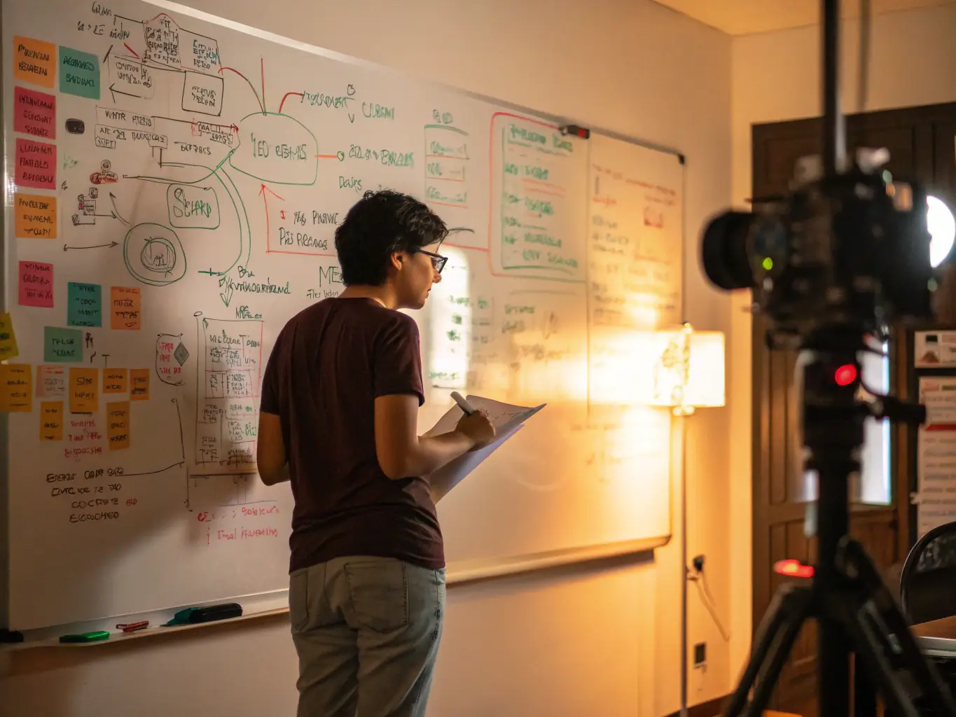 A student confidently presenting a coding solution, highlighting the problem-solving skills and presentation abilities developed through the C++ course.
